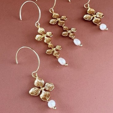 Øreringe/ creol - Friihof + Siig - guldbelagt "Saga" m/ 1 blomst