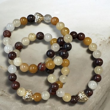 Armbånd - Friihof + Siig m/ brune & natur farvet perler og hjerte