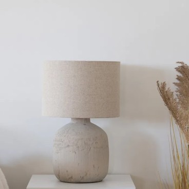 Bordlampe "Billy" m/ struktur og natur skærm - House Nordic H: 46,5