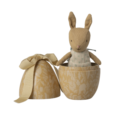 Påskeæg m/ mikro kanin i støvet gult æg - Maileg H:11