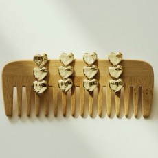 Øreringe / ørestikker - Friihof + Siig - guldbelagt "Zoe" m/ 3 hjerter