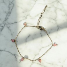 Armbånd - Friihof + Siig guldbelagt "Tiny chain" m/ hjerter