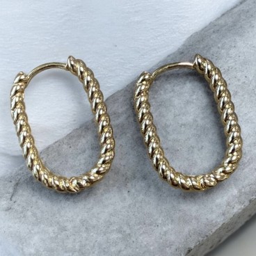 Øreringe/ Ørestikker - Friihof + Siig - guldbelagt snoet oval