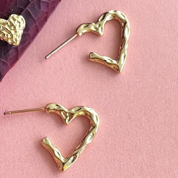 Øreringe/ Ørestikker - Friihof + Siig - guldbelagt "Hearth" hoops