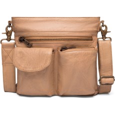 Taske "Cross over" af lammeskind camel farvet - Depeche
