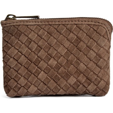 Pung "Berlin" af gråbrunt flettet ruskind - Depeche