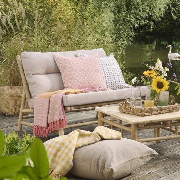 Loungesofa bambus m/ hørfarvede hynder - Ib Laursen L: 110