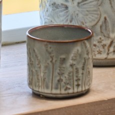 Skjuler keramik sandfarvet m/ blomster - Speedtsberg H: 7