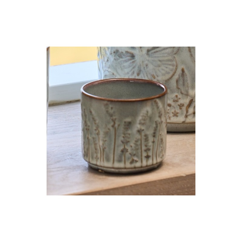 Skjuler keramik sandfarvet m/ blomster - Speedtsberg H: 7