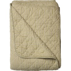 Quilt / Vattæppe "Ethnic" råhvid m/ grønne striber - Au Maison 140x180