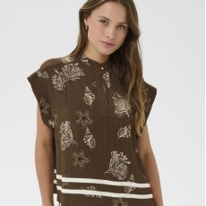 Bluse "RosashellSZ" brun m/ råhvidt mønster - Saint Tropez