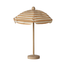 Strandparasol, mus m/ lys coral farvede & hvide striber - Maileg