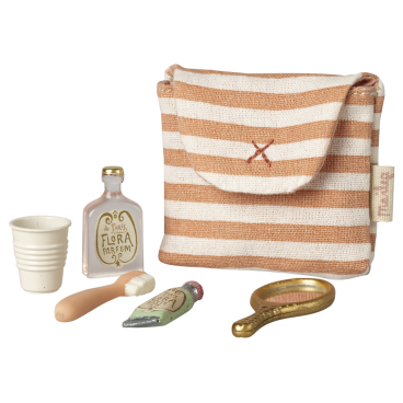 Tandbørste-sæt t/ mus i stribet toilettaske - Maileg