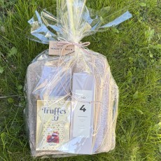 Gave: Rosa plaid m/ Chokoladetrøfler, servietter & duftpinde