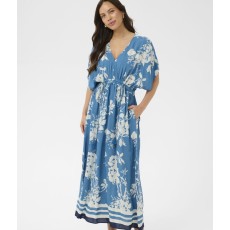 Kjole "RashedaSZ" blå m/ hvidt blomstermønster - Saint Tropez