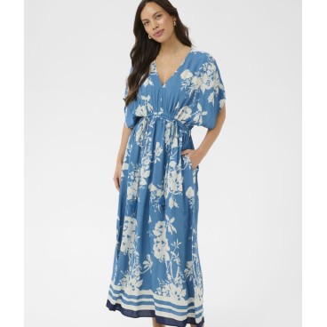 Kjole "RashedaSZ" blå m/ hvidt blomstermønster - Saint Tropez