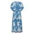 Kjole "RashedaSZ" blå m/ hvidt blomstermønster - Saint Tropez