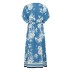 Kjole "RashedaSZ" blå m/ hvidt blomstermønster - Saint Tropez