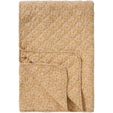 Quilt / vattæppe m/ gule, grønne og hindbærfarvede blomster - Ib Laursen 130x180