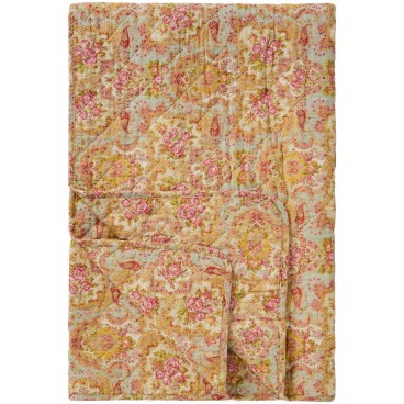 Quilt / vattæppe lys blå m/ paisley- og blomstermønster - Ib Laursen 130x180