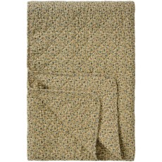 Quilt / vattæppe cremefarvet m/ blå og rosa blomster- Ib Laursen 130x180