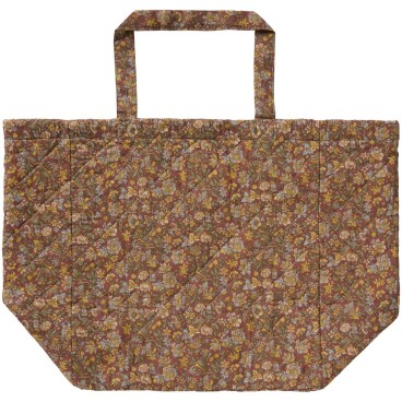 Taske quiltet støvet bordeaux m/ blomster - Ib Laursen