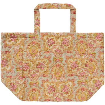 Taske quiltet lys blå m/ paisley- og blomstermønster - Ib Laursen