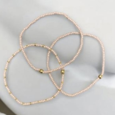 Armbånd - Friihof + Siig - Perler - rosa og guld perler