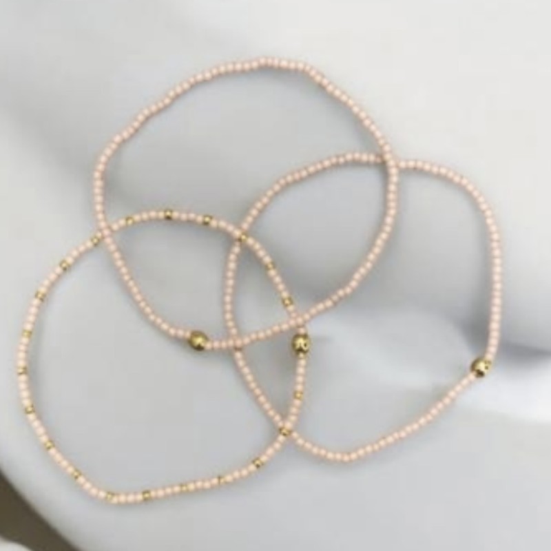 Armbånd - Friihof + Siig - Perler - rosa og guld perler
