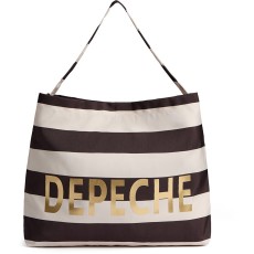 Shopper m/ brune og cremefarvede striber - Depeche