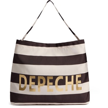 Shopper m/ brune og cremefarvede striber - Depeche