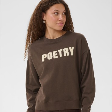 Sweatshirt "SuzieSZ" brun m/ poetry tekst - Saint Tropez
