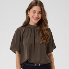 Bluse "AileenSZ" brun m/ korte løse ærmer - Saint Tropez